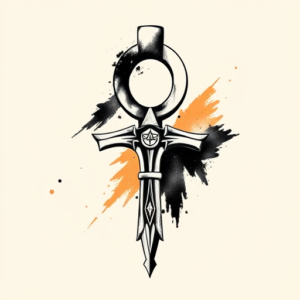 Brushstroke Ankh Tattoo