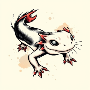 Brushstroke Axolotl Tattoo