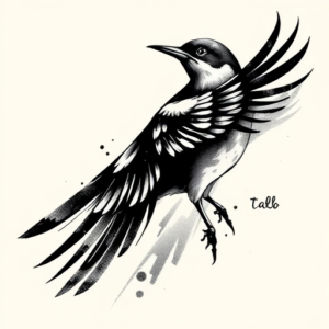 Brushstroke Bird Tattoo