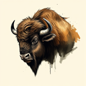 Brushstroke Bison Tattoo