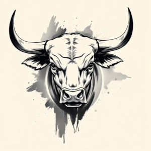 Brushstroke Bull Tattoo
