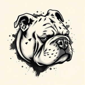 Brushstroke Bulldog Tattoo