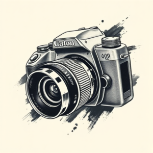 Brushstroke Camera Tattoo