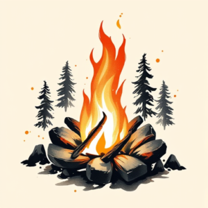 Brushstroke Campfire Tattoo