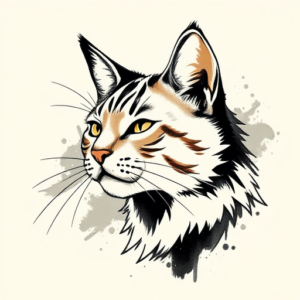 Brushstroke Cat Tattoo