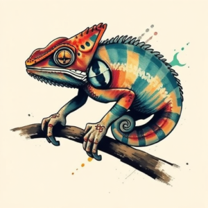 Brushstroke Chameleon Tattoo