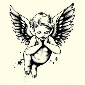 Brushstroke Cherub Tattoo