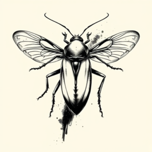 Brushstroke Cicada Tattoo