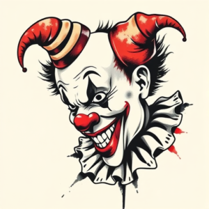 Brushstroke Clown Tattoo