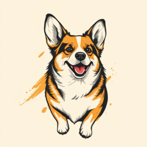 Brushstroke Corgi Tattoo