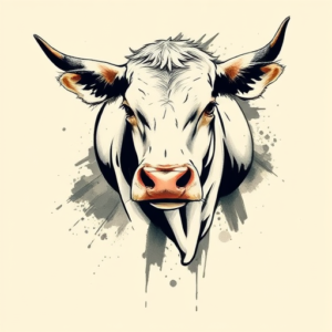 Brushstroke Cow Tattoo