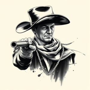 Brushstroke Cowboy Tattoo