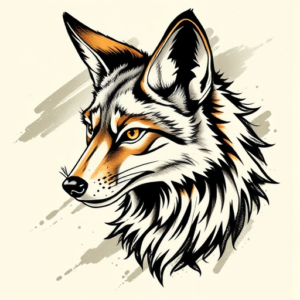 Brushstroke Coyote Tattoo