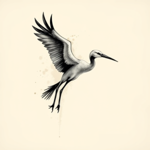 Brushstroke Crane Tattoo