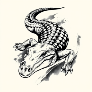 Brushstroke Crocodile Tattoo