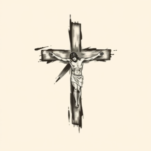 Brushstroke Crucifix Tattoo