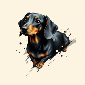 Brushstroke Dachshund Tattoo