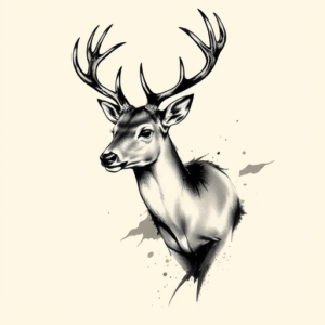 Brushstroke Deer Tattoo