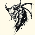Brushstroke Demon Tattoo