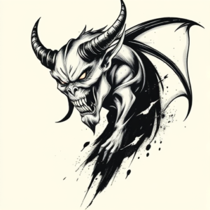 Brushstroke Demon Tattoo