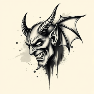 Brushstroke Devil Tattoo