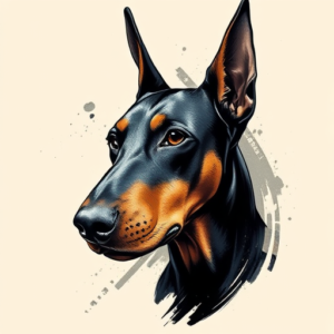Brushstroke Doberman Tattoo