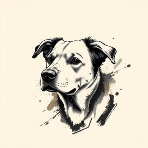 Brushstroke Dog Tattoo