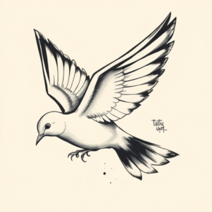Brushstroke Dove Tattoo