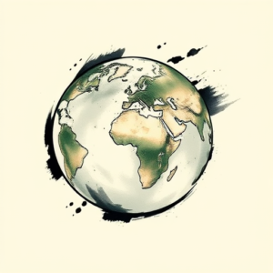 Brushstroke Earth Tattoo