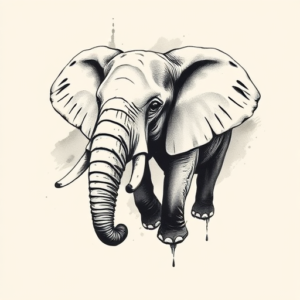 Brushstroke Elephant Tattoo