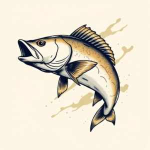 Brushstroke Fishing Tattoo