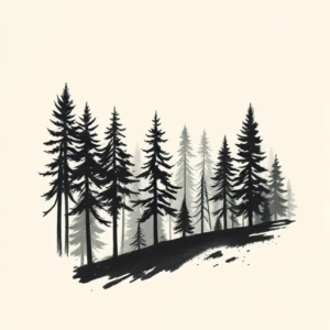 Brushstroke Forest Tattoo