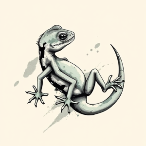 Brushstroke Gecko Tattoo