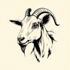 Brushstroke Goat Tattoo