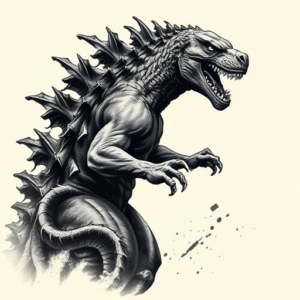 Brushstroke Godzilla Tattoo