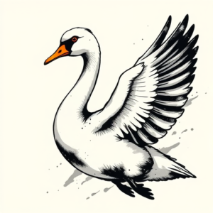 Brushstroke Goose Tattoo