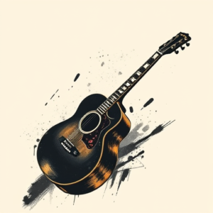 Brushstroke Guitar Tattoo