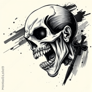 Brushstroke Horror Tattoo