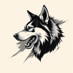 Brushstroke Husky Tattoo