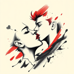 Brushstroke Kiss Tattoo