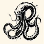 Brushstroke Kraken Tattoo