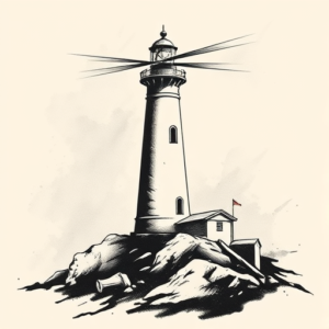 Brushstroke Lighthouse Tattoo