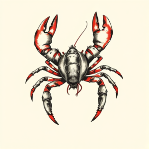 Brushstroke Lobster Tattoo