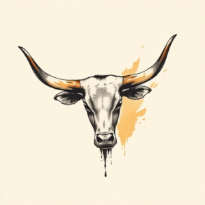 Brushstroke Longhorn Tattoo