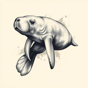 Brushstroke Manatee Tattoo