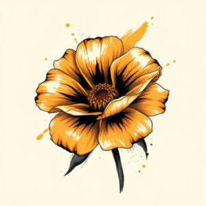 Brushstroke Marigold Tattoo