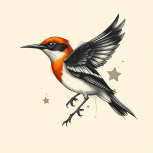 Brushstroke Mockingbird Tattoo