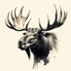 Brushstroke Moose Tattoo