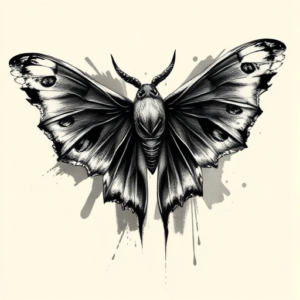 Brushstroke Mothman Tattoo