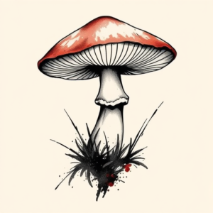 Brushstroke Mushroom Tattoo